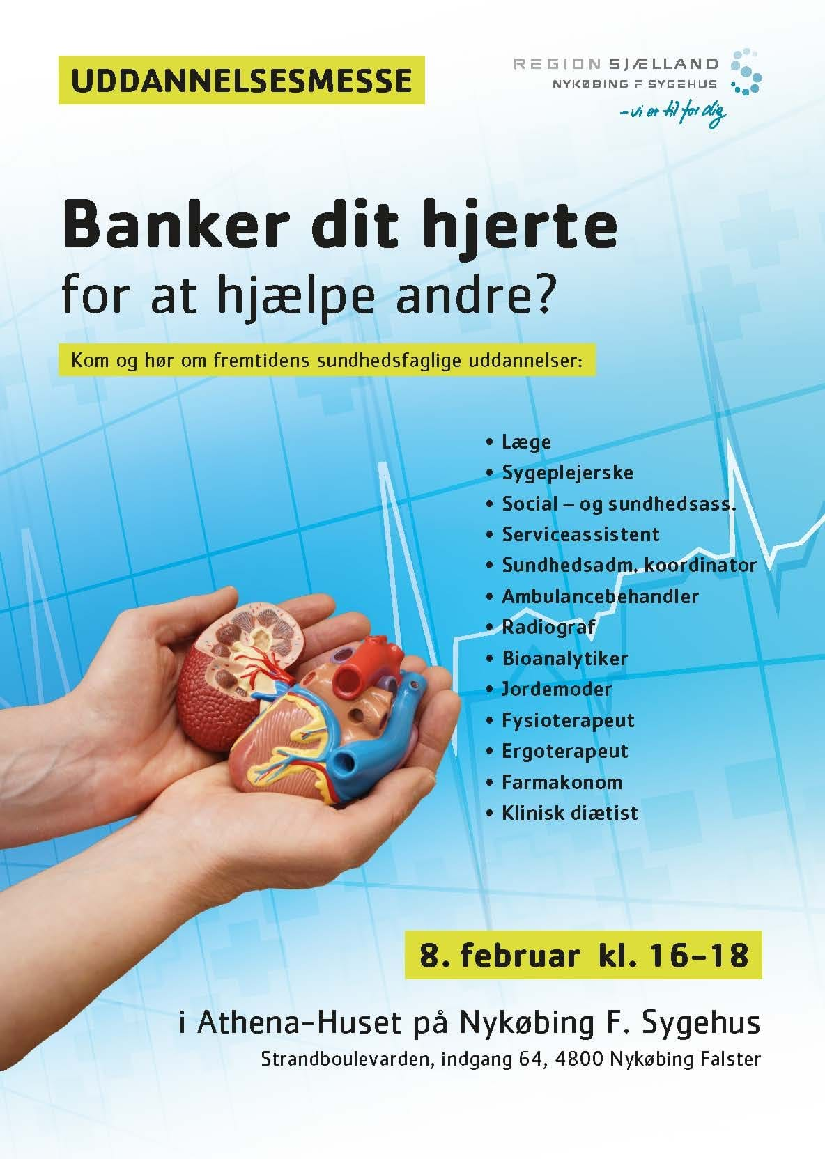 Plakat om Uddannelsesmesse på Nykøbing F. Sygehus.