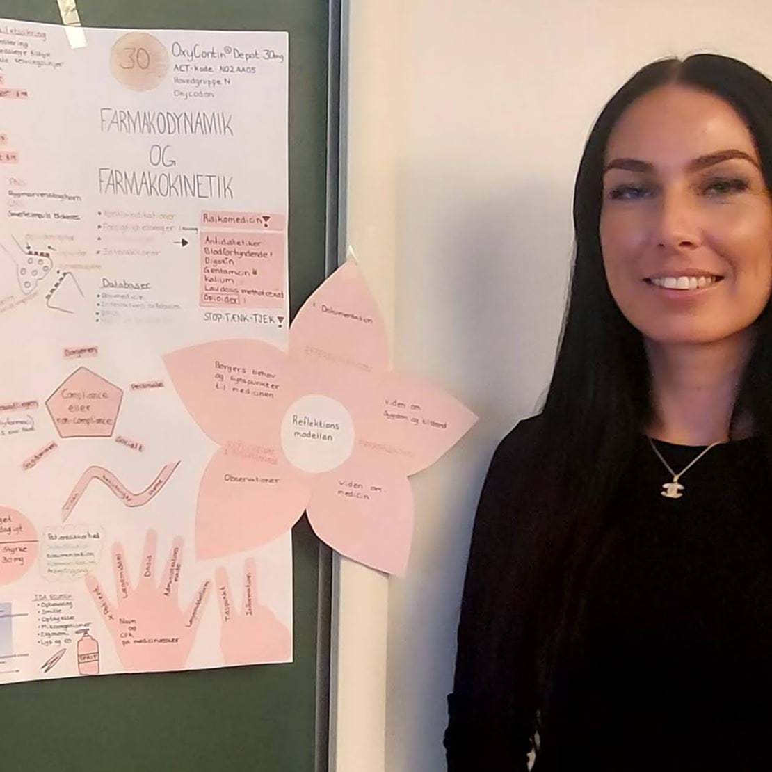 Emma Winther til eksamen i farmakologi.